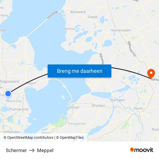 Schermer to Meppel map