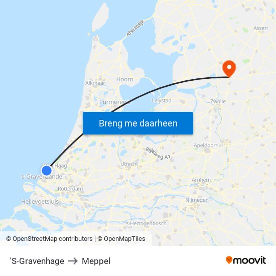 'S-Gravenhage to Meppel map