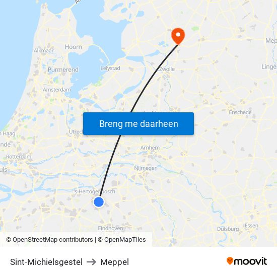 Sint-Michielsgestel to Meppel map