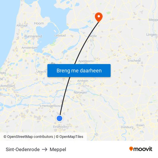 Sint-Oedenrode to Meppel map