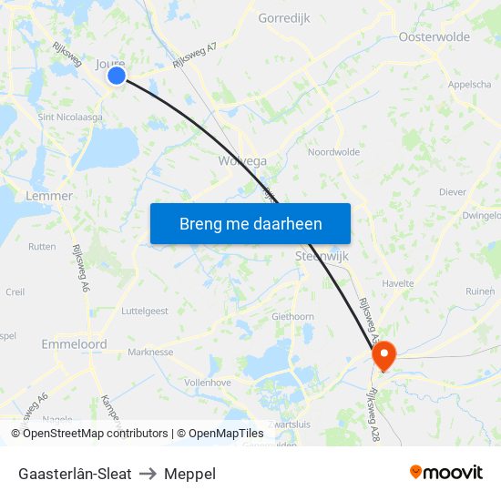 Gaasterlân-Sleat to Meppel map