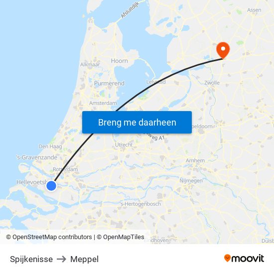 Spijkenisse to Meppel map