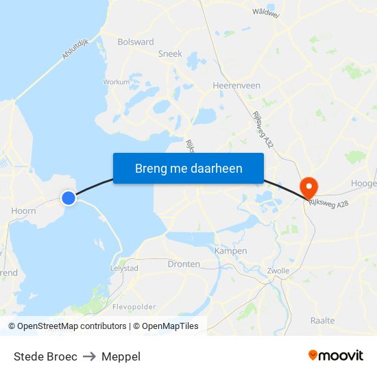 Stede Broec to Meppel map