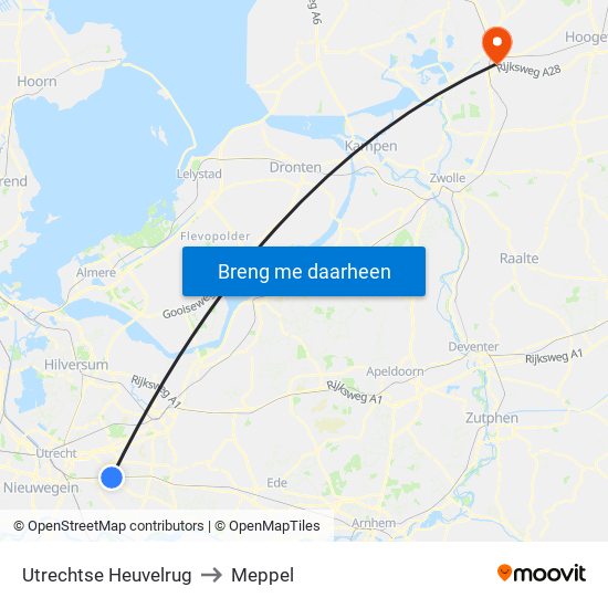 Utrechtse Heuvelrug to Meppel map