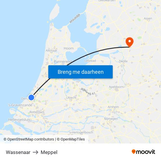 Wassenaar to Meppel map