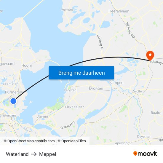 Waterland to Meppel map