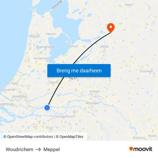 Woudrichem to Meppel map