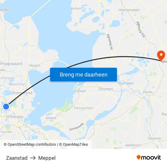 Zaanstad to Meppel map