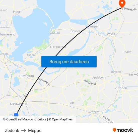 Zederik to Meppel map
