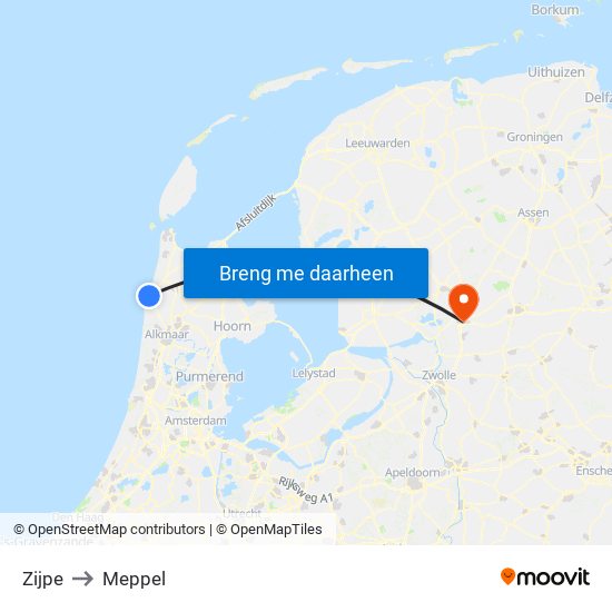 Zijpe to Meppel map