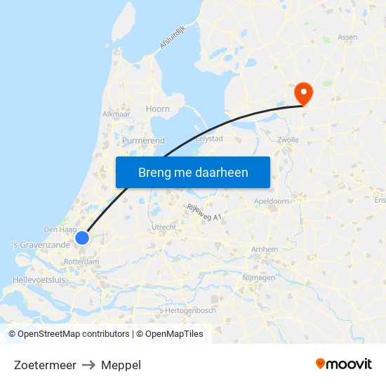 Zoetermeer to Meppel map