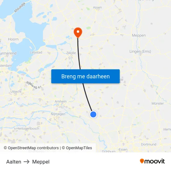 Aalten to Meppel map
