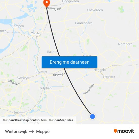 Winterswijk to Meppel map