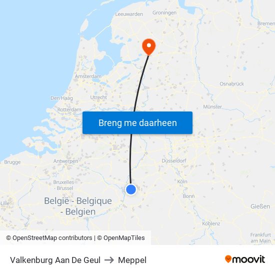 Valkenburg Aan De Geul to Meppel map
