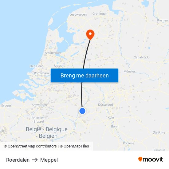 Roerdalen to Meppel map