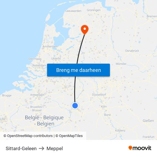 Sittard-Geleen to Meppel map