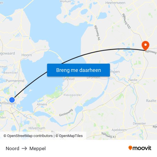 Noord to Meppel map