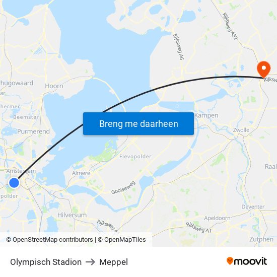 Olympisch Stadion to Meppel map
