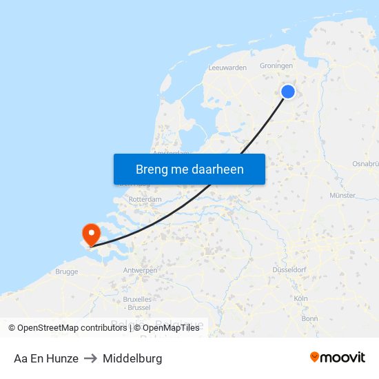 Aa En Hunze to Middelburg map