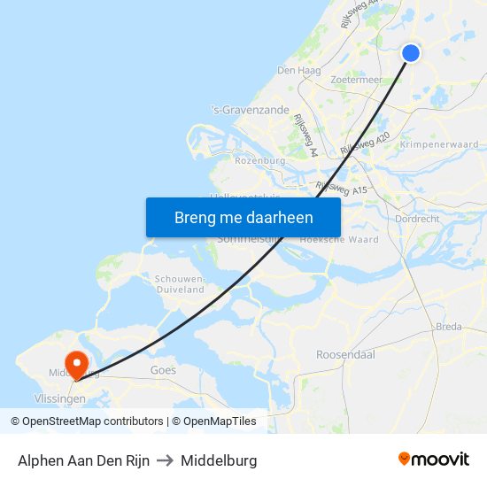 Alphen Aan Den Rijn to Middelburg map