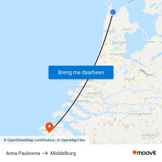 Anna Paulowna to Middelburg map