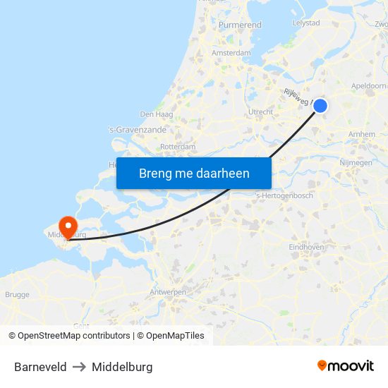 Barneveld to Middelburg map