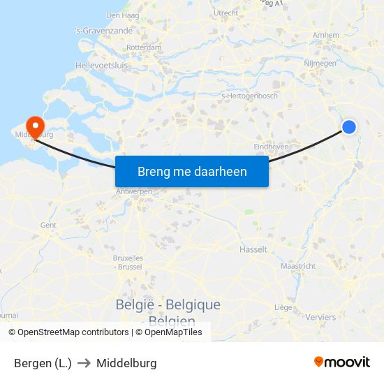 Bergen (L.) to Middelburg map