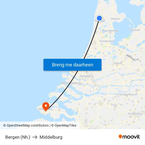 Bergen (Nh.) to Middelburg map