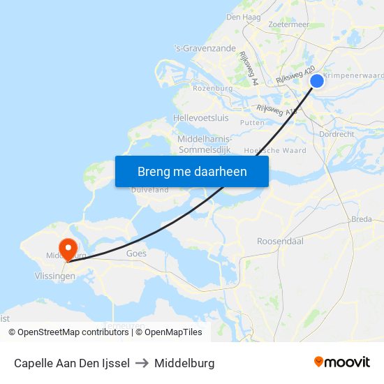 Capelle Aan Den Ijssel to Middelburg map