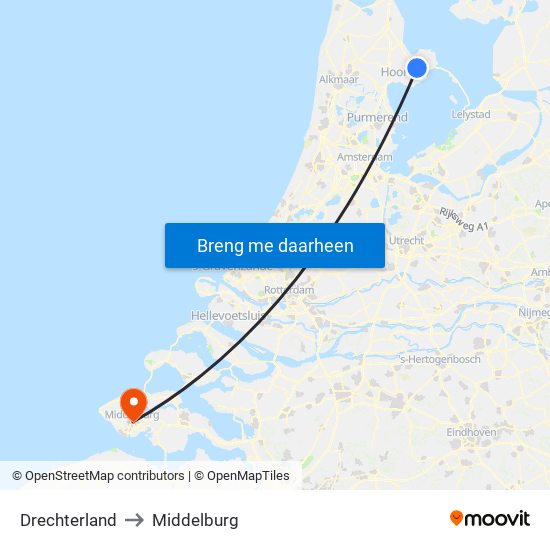 Drechterland to Middelburg map