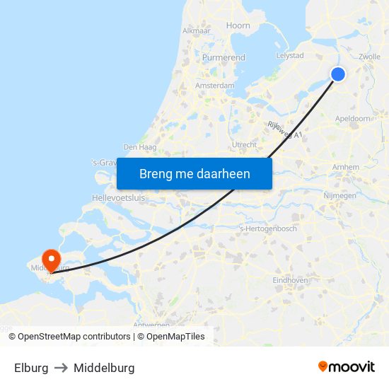 Elburg to Middelburg map