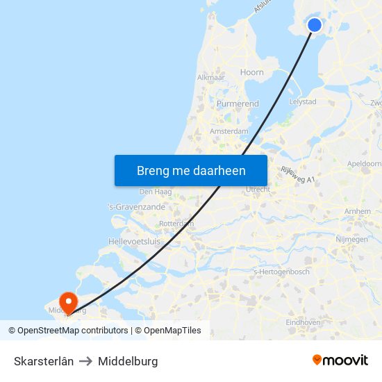 Skarsterlân to Middelburg map