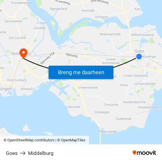 Goes to Middelburg map