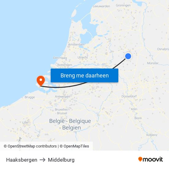 Haaksbergen to Middelburg map