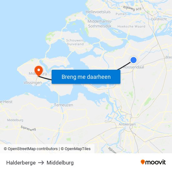 Halderberge to Middelburg map