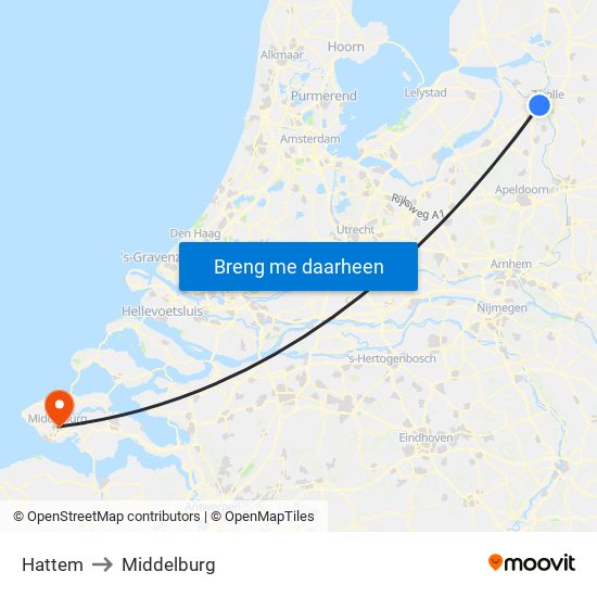 Hattem to Middelburg map