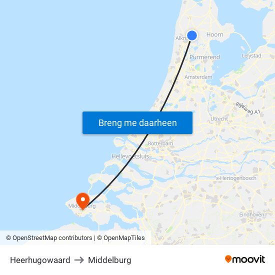 Heerhugowaard to Middelburg map