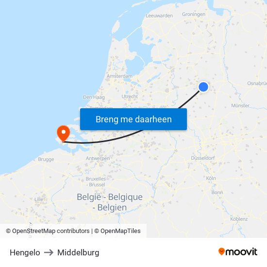 Hengelo to Middelburg map