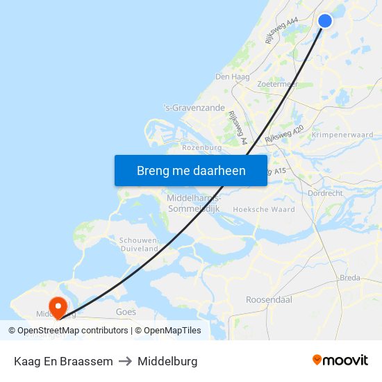 Kaag En Braassem to Middelburg map