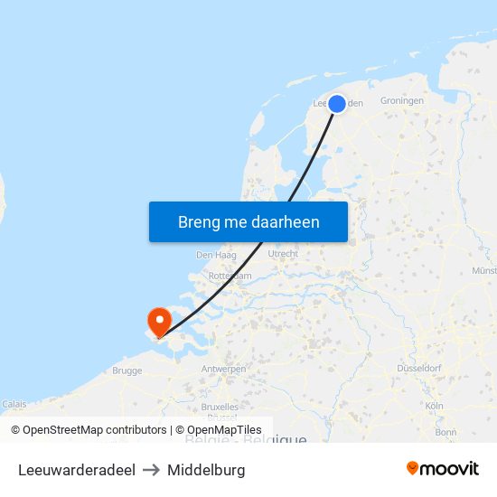 Leeuwarderadeel to Middelburg map