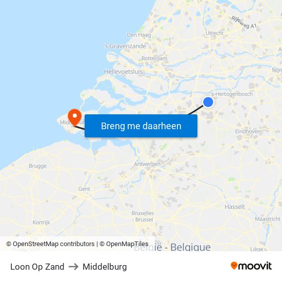 Loon Op Zand to Middelburg map