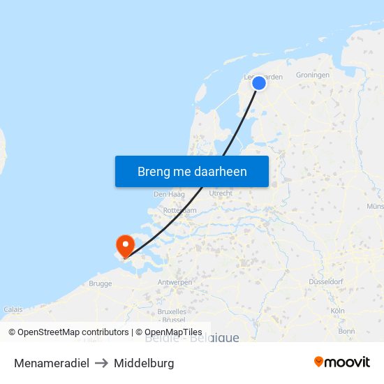 Menameradiel to Middelburg map