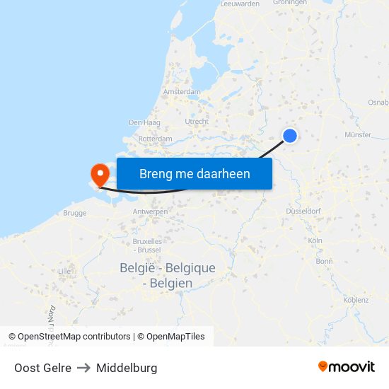 Oost Gelre to Middelburg map