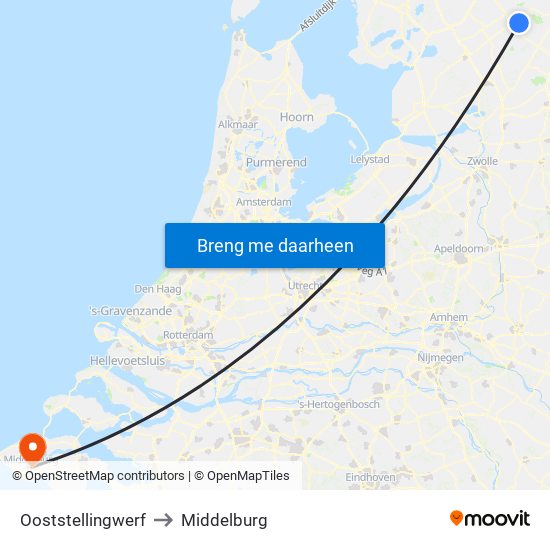 Ooststellingwerf to Middelburg map