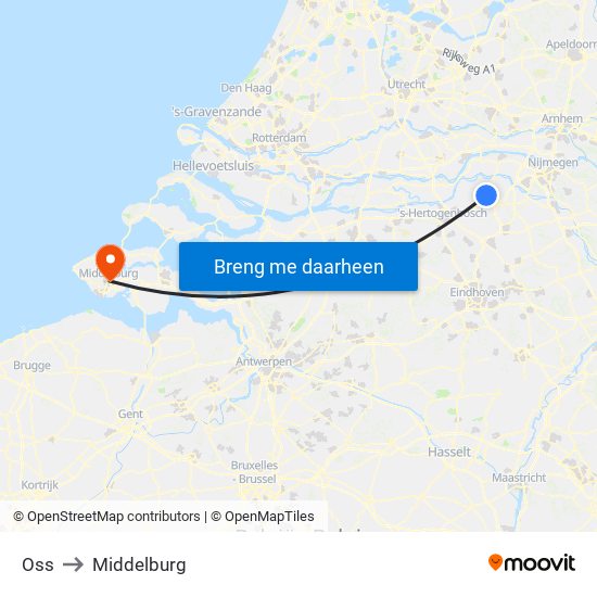 Oss to Middelburg map