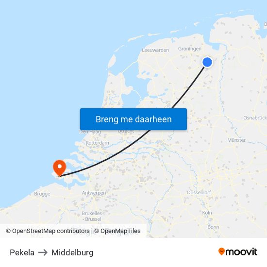 Pekela to Middelburg map