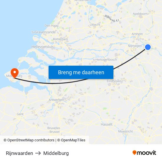 Rijnwaarden to Middelburg map