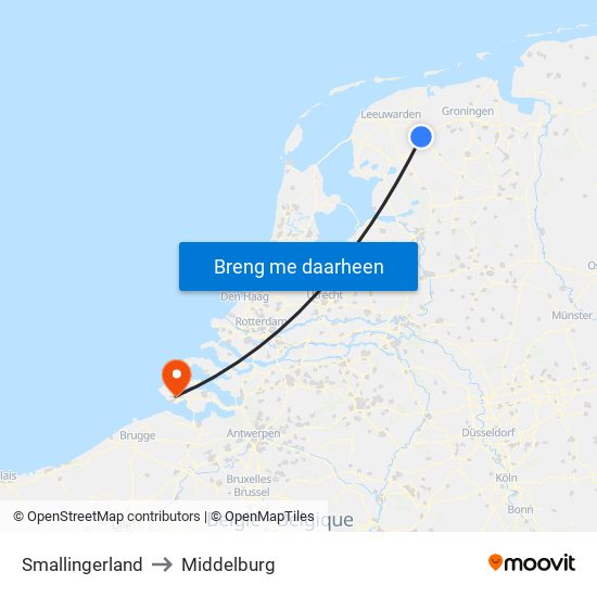 Smallingerland to Middelburg map