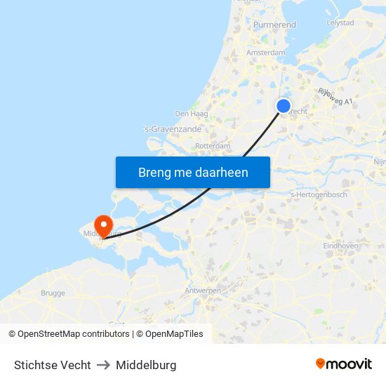 Stichtse Vecht to Middelburg map