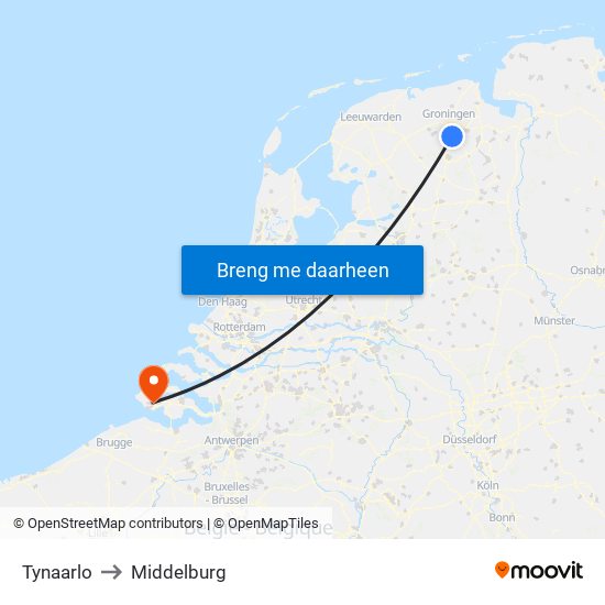 Tynaarlo to Middelburg map